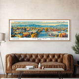 Meridian Idaho Panoramic Painting, Mid Century Modern Framed Canvas Print, Retro Pop Art Travel Poster, Home Decor