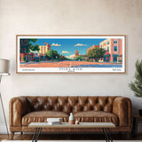 Midland Texas Panoramic Wall Art, Mid Century Modern Framed Canvas Print, Retro Pop Art Travel Poster, Living Room Art