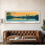 Nashville Tennessee Panoramic Painting, Mid Century Modern Framed Canvas Print, Retro Pop Art Travel Poster, Office Wall Art