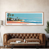 Oceanside California Panoramic Wall Art, Mid Century Modern Framed Canvas Print, Retro Pop Art Travel Poster, City Art, Office Wall Decor, Living Room Art