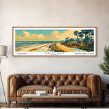 Palm Bay Florida Panoramic Wall Art, Mid Century Modern Framed Canvas Print, Retro Pop Art Travel Poster, City Art, Office Wall Decor, Living Room Art