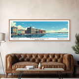 Providence Rhode Island Panoramic Wall Art, Mid Century Modern Framed Canvas Print, Retro Pop Art Travel Poster, City Art, Office Wall Decor, Living Room Art