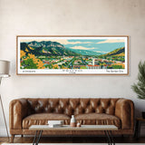 Provo Utah Panoramic Painting, Mid Century Modern Framed Canvas Print, Retro Pop Art Travel Poster, City Art, Office Wall Decor, Living Room Art