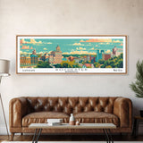 Rochester Minnesota Panoramic Wall Art, Mid Century Modern Framed Canvas Print, Retro Pop Art Travel Poster, City Art, Office Wall Decor, Living Room Art