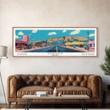 Sparks Nevada Panoramic Wall Art, Mid Century Modern Framed Canvas Print, Retro Pop Art Travel Poster, Living Room and Office Decor