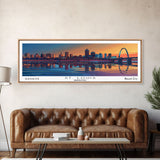 St. Louis Missouri Panoramic Painting, Mid Century Modern Framed Canvas Print, Retro Pop Art Travel Poster, Home and Office Wall Art Decor