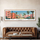 Torrance California Panoramic Wall Art, Mid Century Modern Framed Canvas Print, Retro Pop Art Travel Poster, Living Room and Office Decor