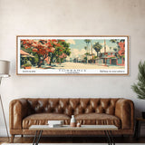 Torrance California Panoramic Painting, Mid Century Modern Framed Canvas Print, Retro Pop Art Travel Poster, Wall Hanging for Home Decor