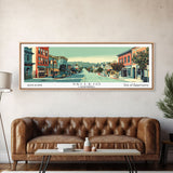 Vallejo California Panoramic Art, Mid Century Modern Framed Canvas Print, Retro Pop Art Travel Poster, City Print, Living Room Wall Decor