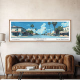 Ventura California Panoramic Painting, Mid Century Modern Framed Canvas Print, Retro Pop Art Travel Poster, City Print, Office Wall Art