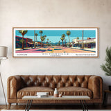 Victorville California Panoramic Art, Mid Century Modern Framed Canvas Print, Retro Pop Art Travel Poster, City Print, Living Room Decor