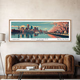 Baltimore Maryland Panoramic Painting, Framed Canvas Print, Mid Century Modern Wall Art, Retro Pop Art Travel Poster, Home Decor, City Art