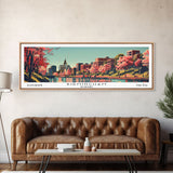 Birmingham Alabama Panoramic Painting, Framed Canvas Print, Mid Century Modern Wall Art, Retro Pop Art Travel Poster, Office Decor, City Art