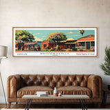 Brownsville Texas Panoramic Painting, Framed Canvas Print, Mid Century Modern Wall Art, Retro Pop Art Travel Poster, Living Room Decor, City Art