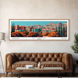 El Paso Texas Panoramic Painting, Framed Canvas Print, Mid Century Modern Wall Art, Retro Pop Art Travel Poster, Home Decor, City Art