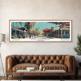 Escondido California Panoramic Painting, Framed Canvas Print, Mid Century Modern Wall Art, Retro Pop Art Travel Poster, Living Room Decor, City Art