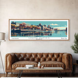 Grand Rapids Michigan Panoramic Painting, Framed Canvas Print, Mid Century Modern Wall Art, Retro Pop Art Travel Poster, Cityscape Decor, Living Room Art, Office Wall Art