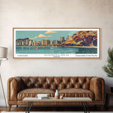 Honolulu Hawaii Panoramic Painting, Mid Century Modern Framed Canvas Print, Retro Pop Art Travel Poster, Cityscape Wall Art, Home Decor, Living Room Art, Office Wall Art