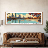 Houston Texas Panoramic Wall Art, Mid Century Modern Framed Canvas Print, Retro Pop Art Travel Poster, Living Room Decor, Cityscape Art, Home Office Decor