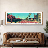 Irvine California Panoramic Wall Art, Mid Century Modern Framed Canvas Print, Retro Pop Art Travel Poster, Cityscape Decor, Living Room Art, Office Wall Art, Home Decor