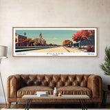 Killeen Texas Panoramic Painting, Mid Century Modern Framed Canvas Print, City Art, Retro Pop Art Travel Poster, Living Room Decor, Office Art, Cityscape Wall Art