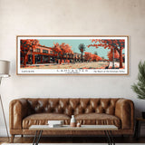 Lancaster California Panoramic Painting, Mid Century Modern Framed Canvas Print, City Art, Retro Pop Art Travel Poster, Living Room Decor, Office Art, Cityscape Wall Art