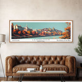 Lexington Kentucky Panoramic Painting, Mid Century Modern Framed Canvas Print, Retro Pop Art Travel Poster, Living Room Wall Decor