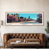 Lincoln Nebraska Panoramic Wall Art, Mid Century Modern Framed Canvas Print, Retro Pop Art Travel Poster, Office Decor, Gift Idea