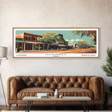 McKinney Texas Panoramic Painting, Mid Century Modern Framed Canvas Print, Retro Pop Art Travel Poster, Living Room Wall Decor