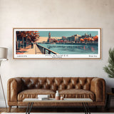 Milwaukee Wisconsin Panoramic Wall Art, Mid Century Modern Framed Canvas Print, Retro Pop Art Travel Poster, Office Decor, Living Room Art