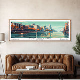 New Orleans Louisiana Panoramic Painting, Mid Century Modern Framed Canvas Print, Retro Pop Art Travel Poster, Home Decor, Living Room Art