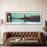 Newark New Jersey Panoramic Wall Art, Mid Century Modern Framed Canvas Print, Retro Pop Art Travel Poster, Office Decor, Gift Idea