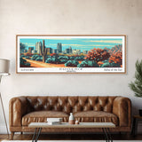 Phoenix Arizona Panoramic View, Mid Century Modern Framed Canvas Print, Retro Pop Art Travel Poster, Living Room Wall Decor