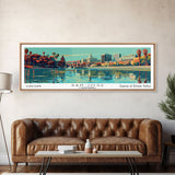 San Jose California Panoramic Painting, Mid Century Modern Framed Canvas Print, Retro Pop Art Travel Poster, Cityscape, Home Decor, Office Wall Art