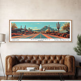 Scottsdale Arizona Panoramic Wall Art, Mid Century Modern Framed Canvas Print, Retro Pop Art Cityscape, Travel Poster, Living Room Decor