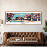 Shreveport Louisiana Panoramic Wall Art, Mid Century Modern Framed Canvas Print, Retro Pop Art Cityscape, Travel Poster, Living Room Decor