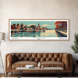 Toledo Ohio Panoramic Wall Art, Mid Century Modern Framed Canvas Print, Retro Pop Art Cityscape, Travel Poster, Living Room Decor