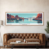 Vancouver Washington Panoramic Cityscape, Mid Century Modern Framed Canvas Print, Retro Pop Art Travel Poster, City Art Decor, Living Room Art