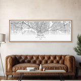 Panoramic Dallas City Map, Texas Art, Map Print, Minimalist Wall Art, Canvas Art, Housewarming Gift, Street Map Art, Closing Gift