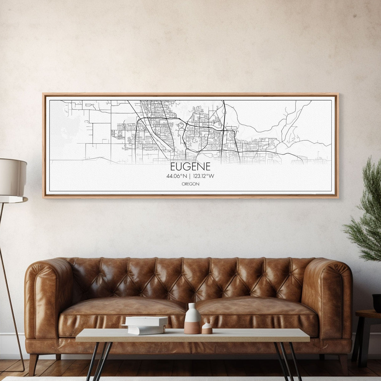 Panoramic Eugene City Map, Oregon Art, Map Print, Minimalist Wall Art, Canvas Art, Housewarming Gift, Street Map Art, Closing Gift