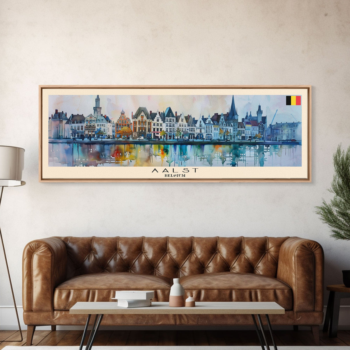 Aalst Belgium Travel Art, City Art, Framed Canvas Print or Metal Wall Art, Europe Travel Poster, Panoramic Wall Art, Extra Wide Wall Art