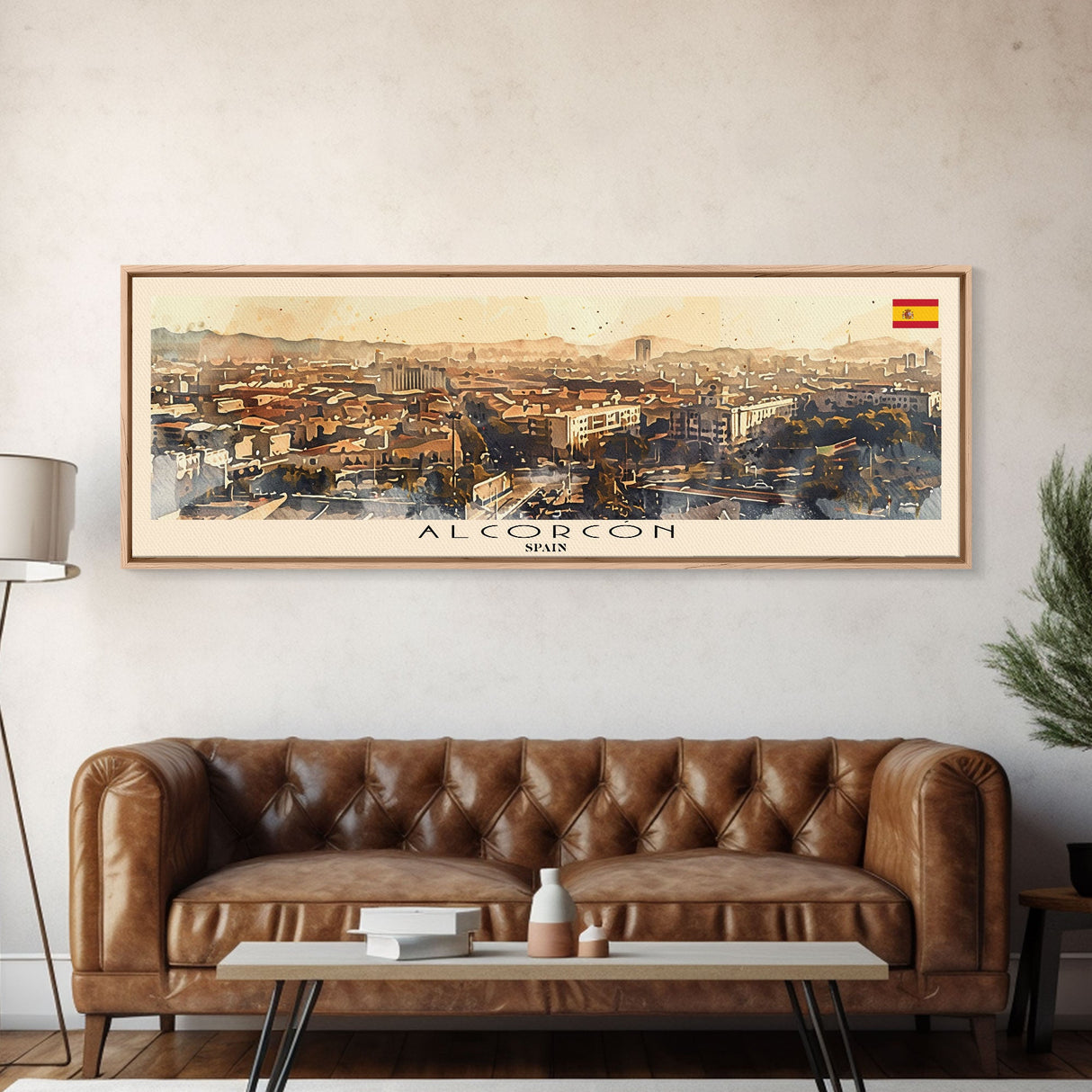 Alcorcón Spain Panoramic Travel Poster, Framed Canvas Print or Metal Wall Art, Travel Art, Home Decor, Panoramic Painting, Midcentury Art