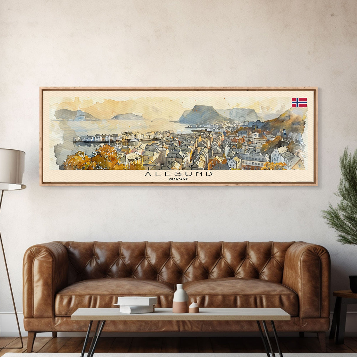 Ålesund Norway Wall Art, Panoramic Travel Poster, Panoramic Framed Canvas Print, City Wall Art, Wall Hanging Home Decor, Travel Art