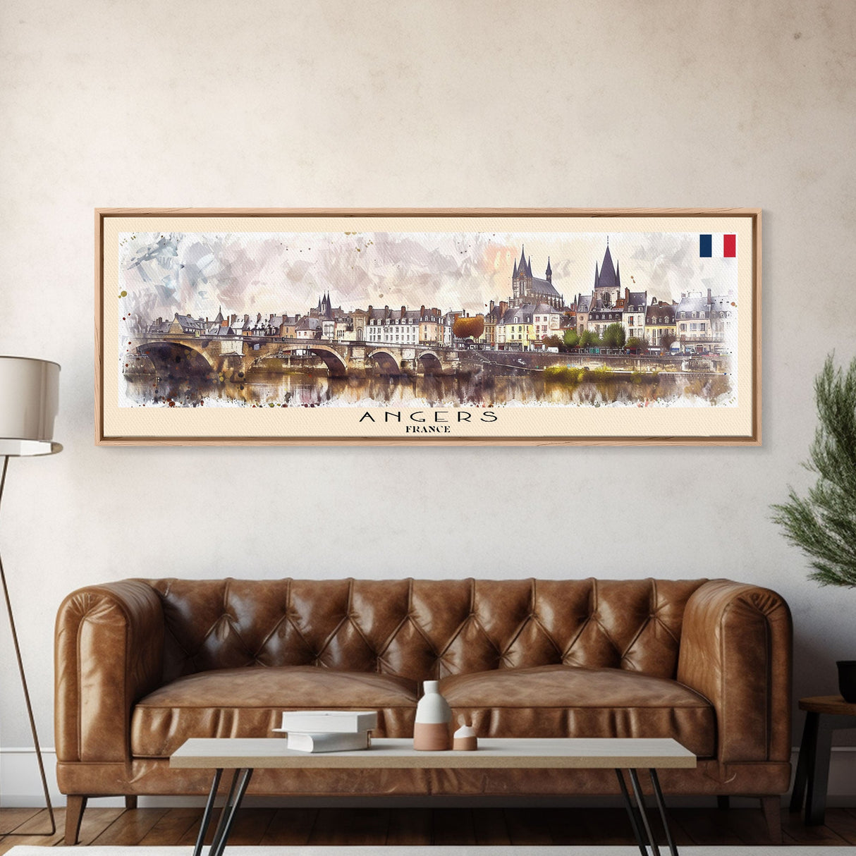 Angers France Wall Art, Panoramic Travel Poster, Panoramic Framed Canvas Print, City Wall Art, Wall Hanging Home Decor, Travel Art