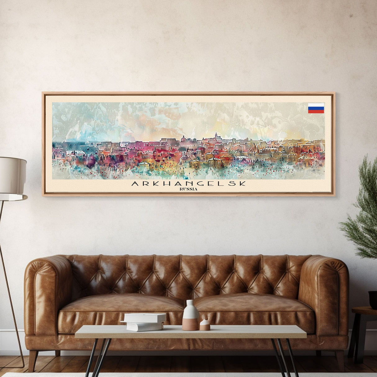 Arkhangelsk Russia Panoramic Travel Poster, Framed Canvas Print or Metal Wall Art, Travel Art, Home Decor, Panoramic Painting, Midcentury Art