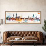 Augsburg Germany Panoramic Travel Poster, Framed Canvas Print or Metal Wall Art, Travel Art, Home Decor, Panoramic Painting, Midcentury Art