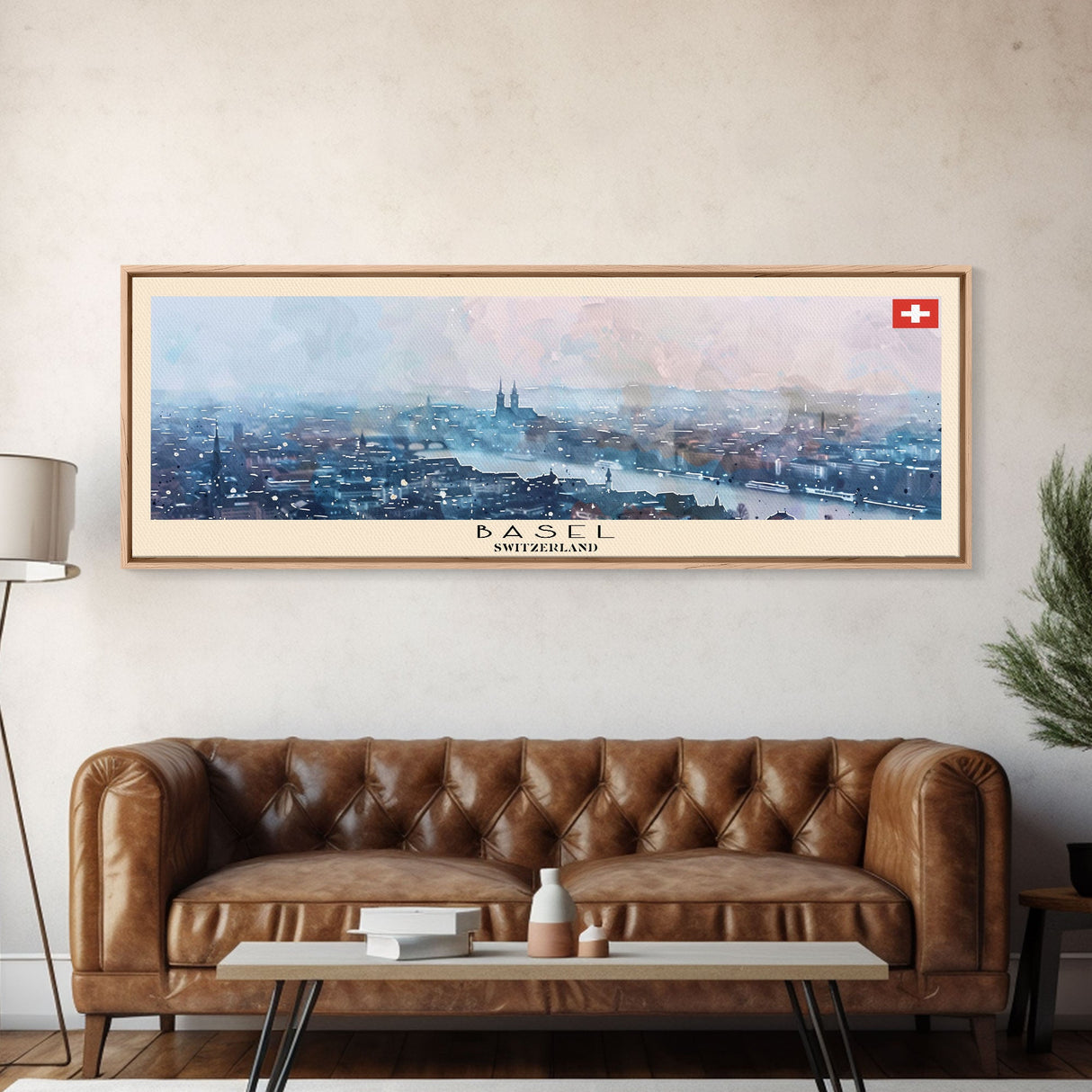 Basel Switzerland Travel Art, City Art, Framed Canvas Print or Metal Wall Art, Europe Travel Poster, Panoramic Wall Art, Extra Wide Wall Art