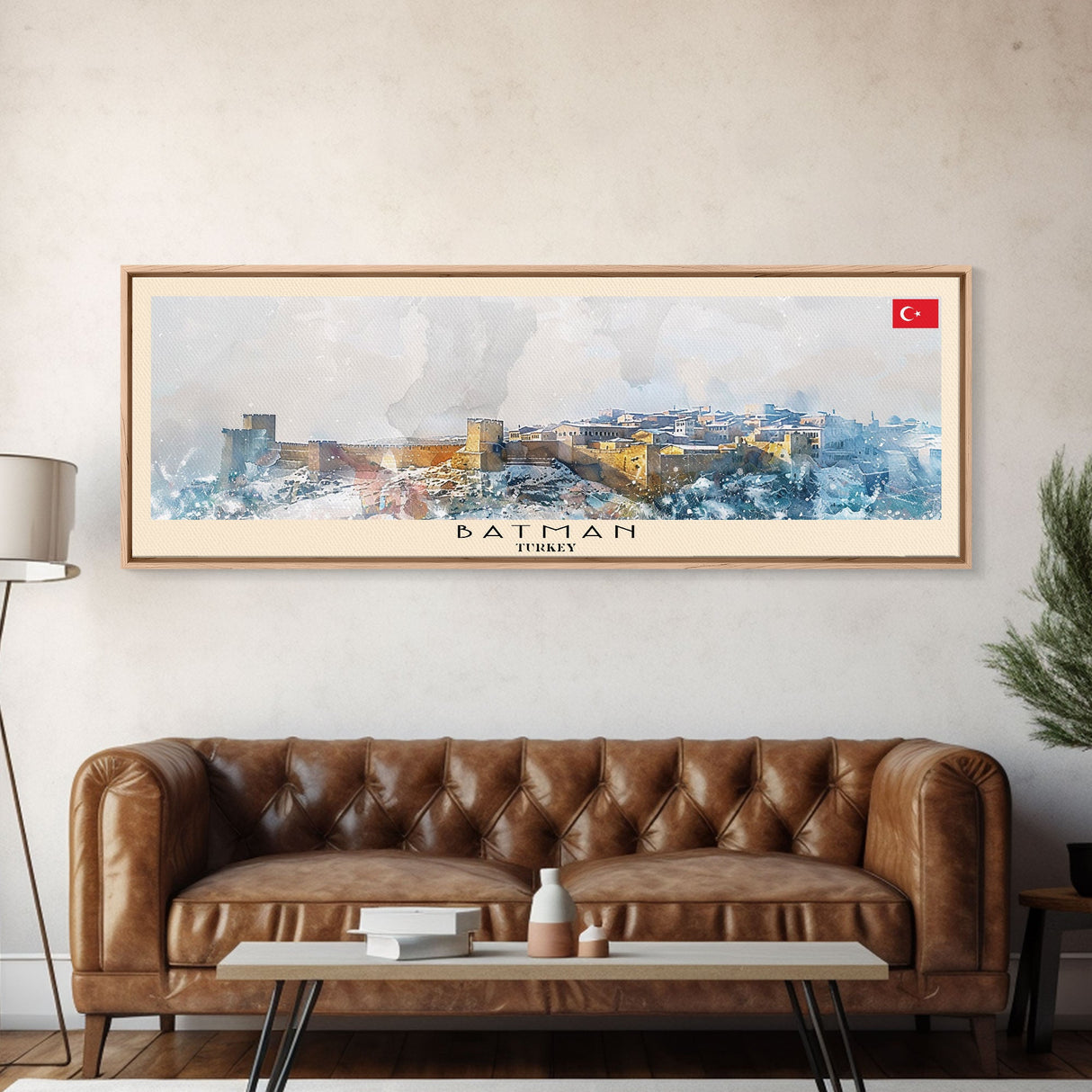 Batman Turkey Panoramic Travel Poster, Framed Canvas Print or Metal Wall Art, Travel Art, Home Decor, Panoramic Painting, Midcentury Art