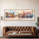 Bruges Belgium Travel Art, City Art, Framed Canvas Print or Metal Wall Art, Europe Travel Poster, Panoramic Wall Art, Extra Wide Wall Art