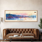 Burgas Bulgaria Panoramic Travel Poster, Framed Canvas Print or Metal Wall Art, Travel Art, Home Decor, Panoramic Painting, Midcentury Art